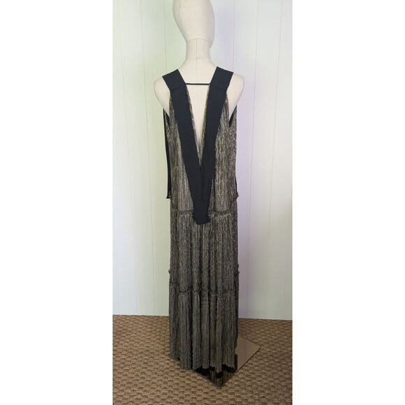 Sabina Musayev Black  & Gold Ray Metallic Dress - Large - Shoulder ties - Picture 2 of 11